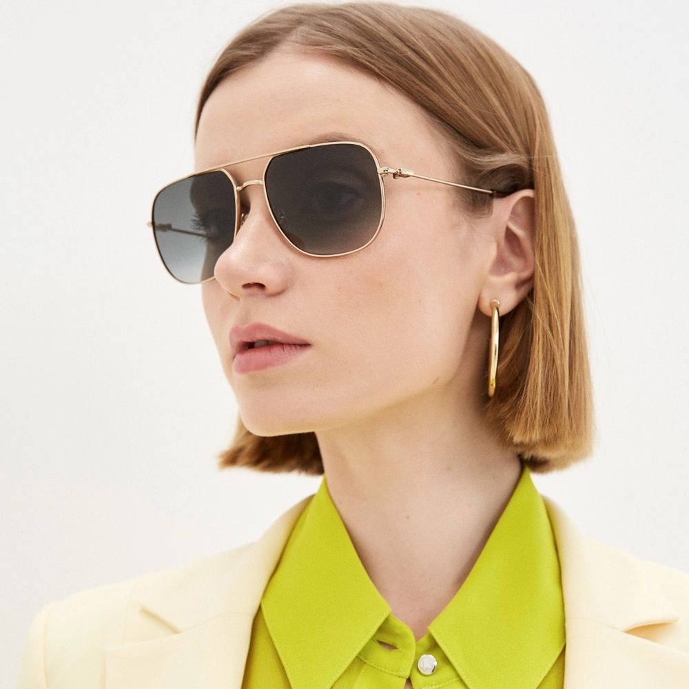 GIVENCHY GOLD/BROWN GOLD MIRRORED GRADIENT UNISEX AVIATOR SUNGLASSES GV 7195/S